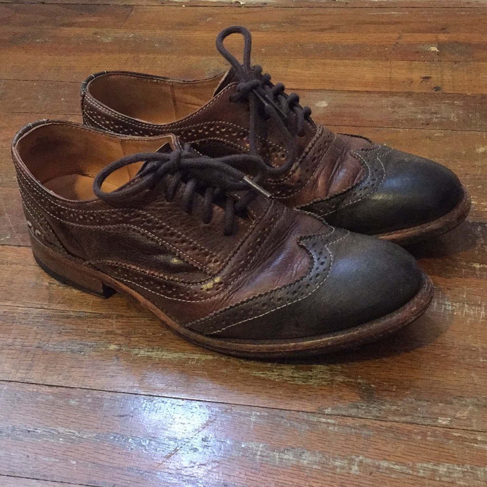 Bed Stu brown leather wing tip oxford